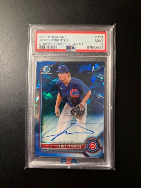 2022 Bowman Chrome Sapphire James Triantos 1st Auto Rookie RC #BSPA-JTS PSA 9