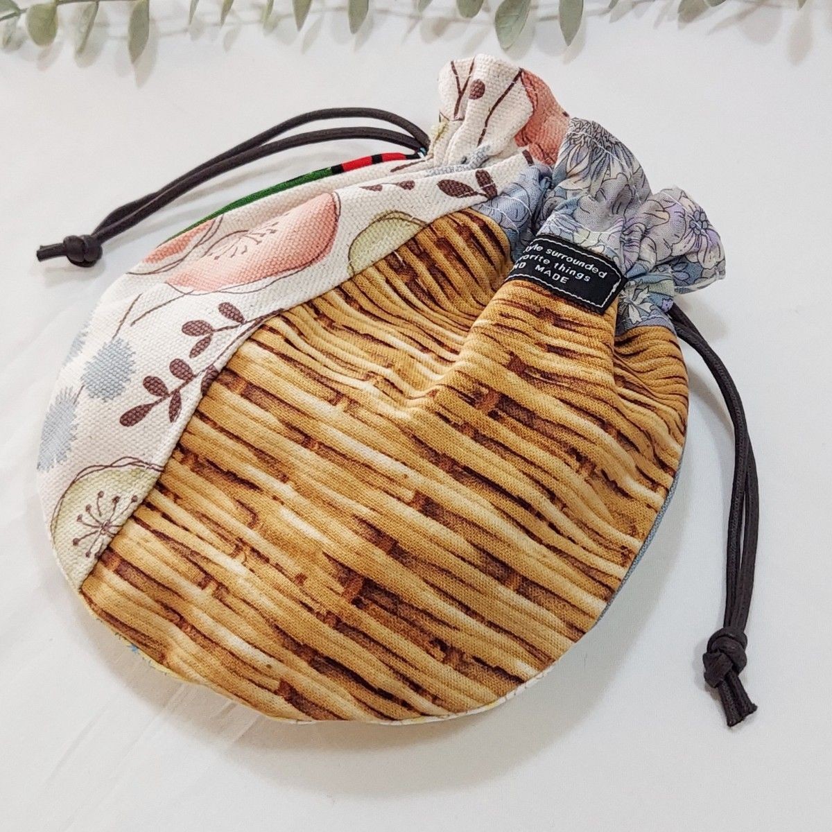 Patchwork Drawstring Bag Kinchaku Drawstring Acce… - image 4