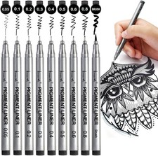 Precision Black Micro-Pen Fineliner Ink Pens, Waterproof Archival Ink,