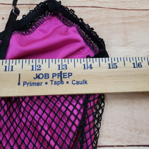 Widow Dollskill Dress Women L Pink Black Lace Fishnet Mesh Lingerie Goth Punk - Picture 10 of 12
