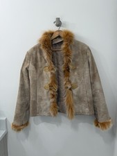 NWOT Women s Fox Fur Trimmed Genuine Suede Leather Jacket