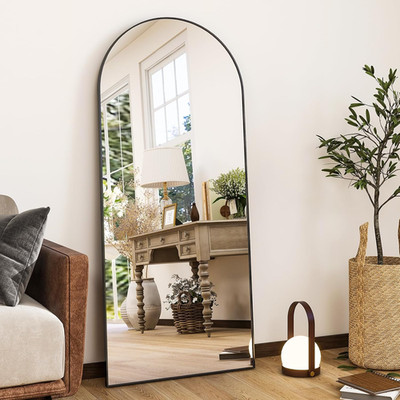 56''X21''Full Length Mirror Arch Floor Mirrors with Aluminum Alloy Frame Free-Stan