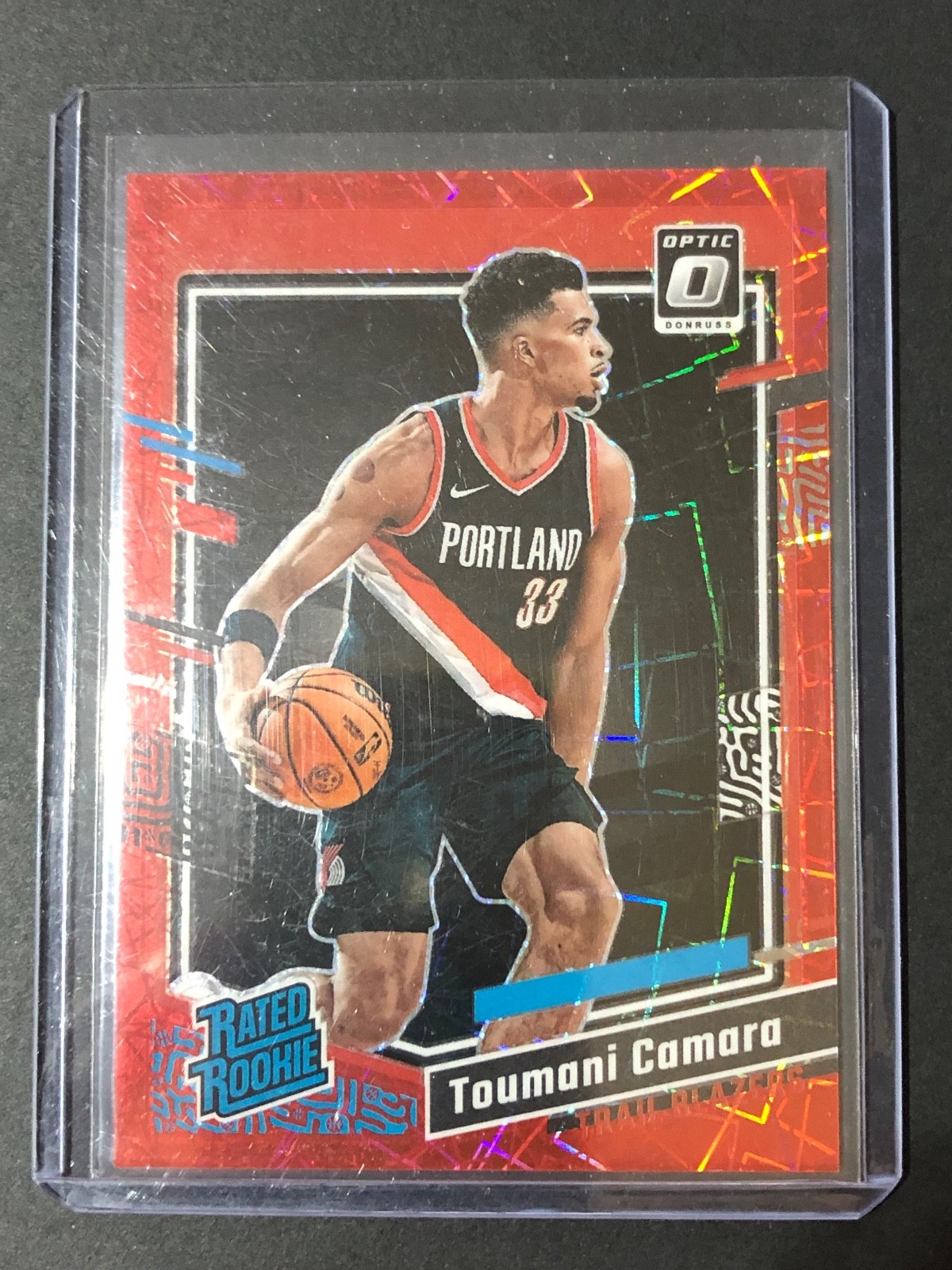 2023-24 Donruss Optic Toumani Camara Red Velocity Prizm SP/299 Rated ROOKIE