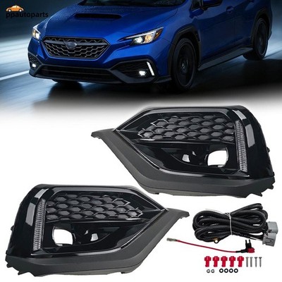 LED DRL Fog Light Bezel w/ Turn Signal For 22-24 Subaru WRX White Amber L&R Pair