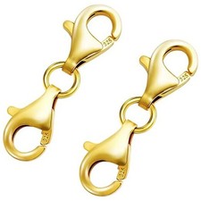 18K Gold Lobster Clasp 925 Sterling Silver Double End Design Necklace 2Pcs Gold