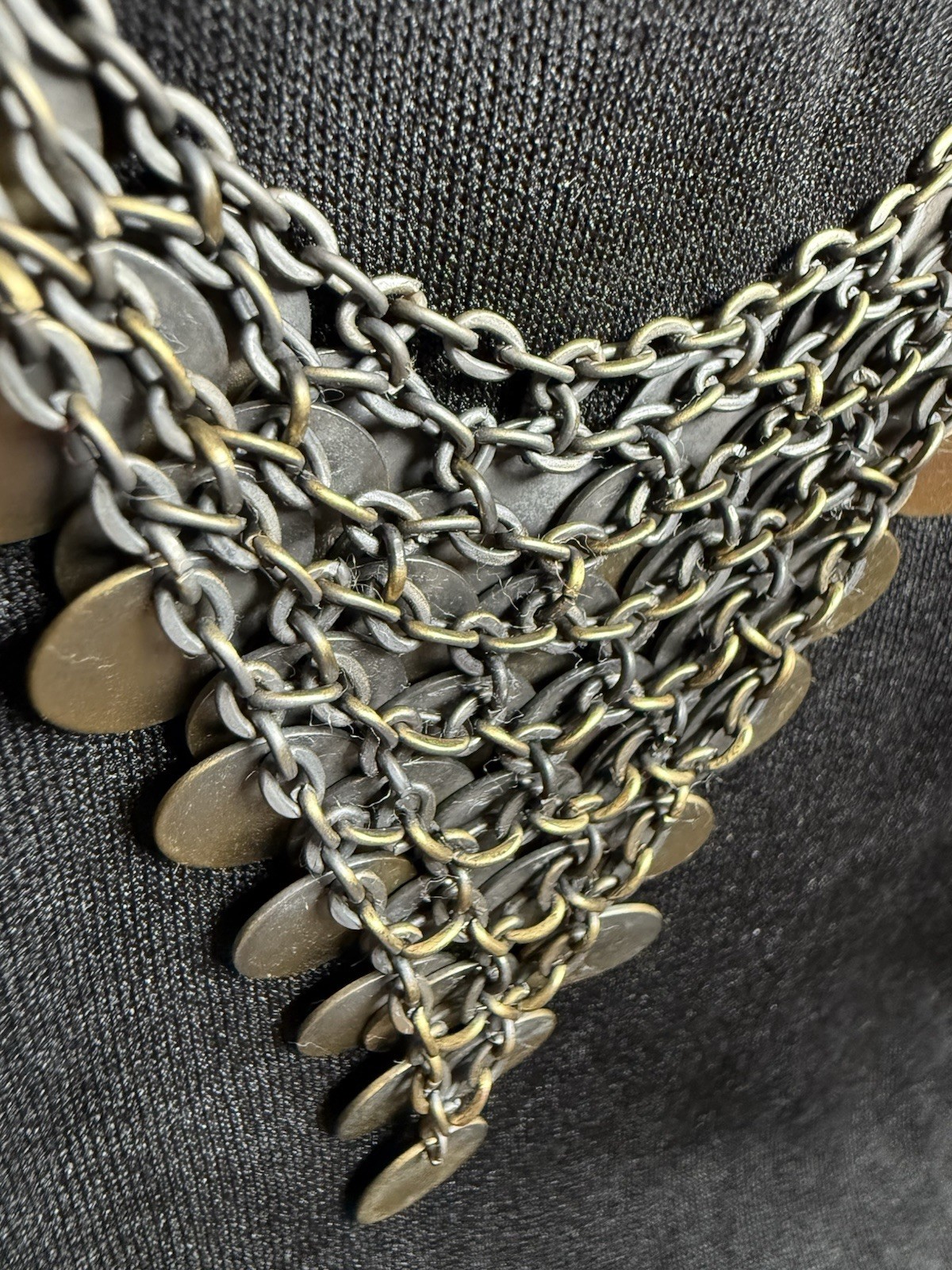 Statement Coin Dangle Necklace - Layered Brass To… - image 9