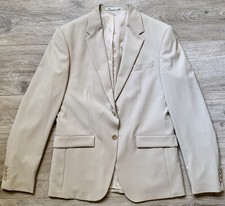 SLIM ZARA MENS BEIGE 2-PIECE SUIT JACKET SZ:38 PANTS SZ:32/32 Free Ship 90% Off
