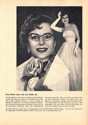 3w9730/ Reklame / Werbung aus 1958   MARWITZ Damenbrillen