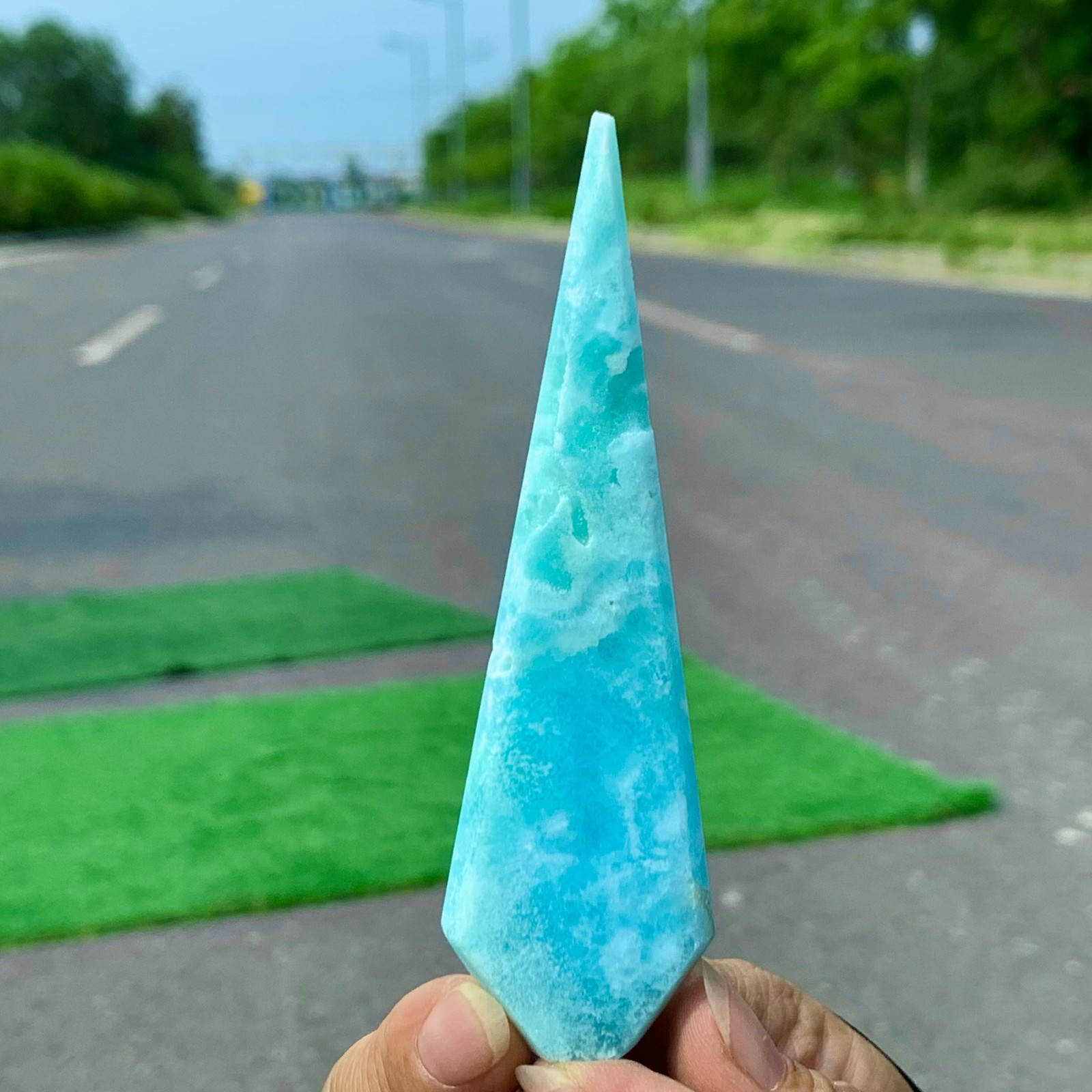 51G Natural High quality sky blue hemimorphite slab crystal mineral from Yunnan