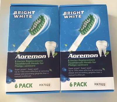 Aoremon E-series 6 Pack (X2) Replacement Toothbrush Heads Phillips Sonicare NEW