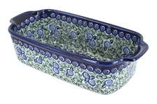 Blue Rose Polish Pottery Seaside Swirl Loaf Baker