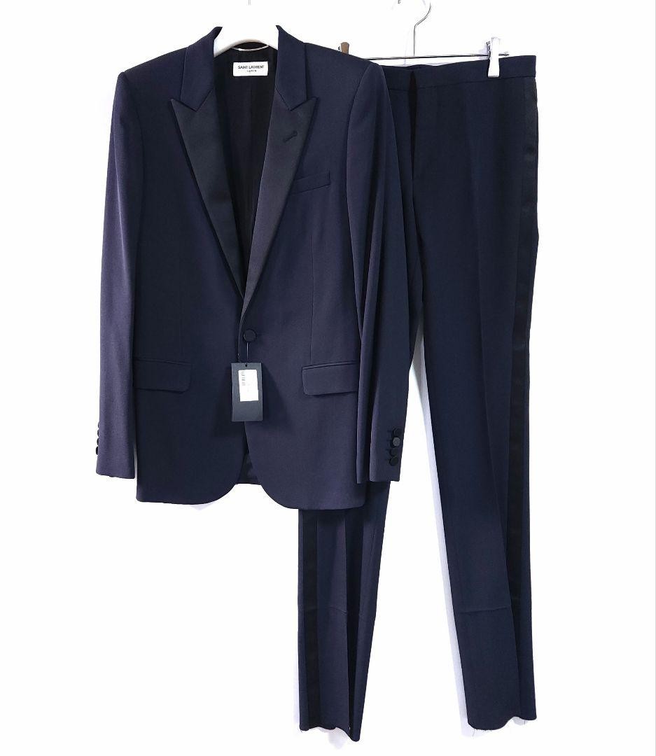 Tuta pantalone giacca fumo Saint Laurent Paris usata 2015 taglia 44 blu navy