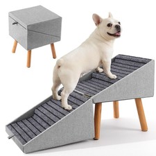 Dog Stairs for Small Dogs 17.13" H, 4-Step Doggie Ramp for Couch Bed Sofa and...