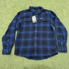 Orvis Heavyweight Flanne Button Up Shirt Big Bear Pockets Blue Men’s Large New