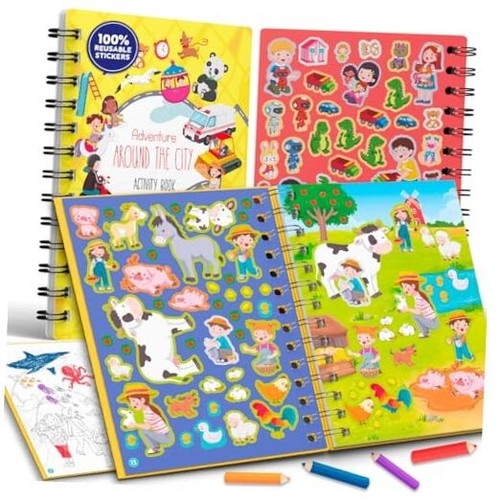 Kids Sticker Book, Reusable Sticker Activity Books for Kids Ages 3-5, 14