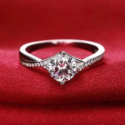 2 CT Round Cut VVS1 Moissanite Engagement Ring 14K White Gold Plated For Women