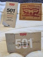 Levi's 501 Women's High Rise White Denim Cut-Off Shorts Button Fly Size 31