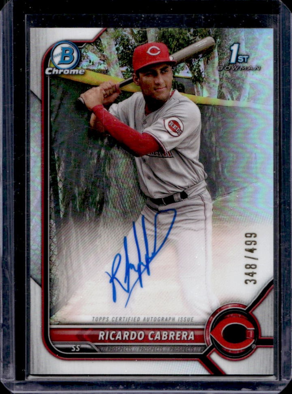 2022 Bowman Chrome Ricardo Cabrera Auto Refractor 1st #348/499 Reds