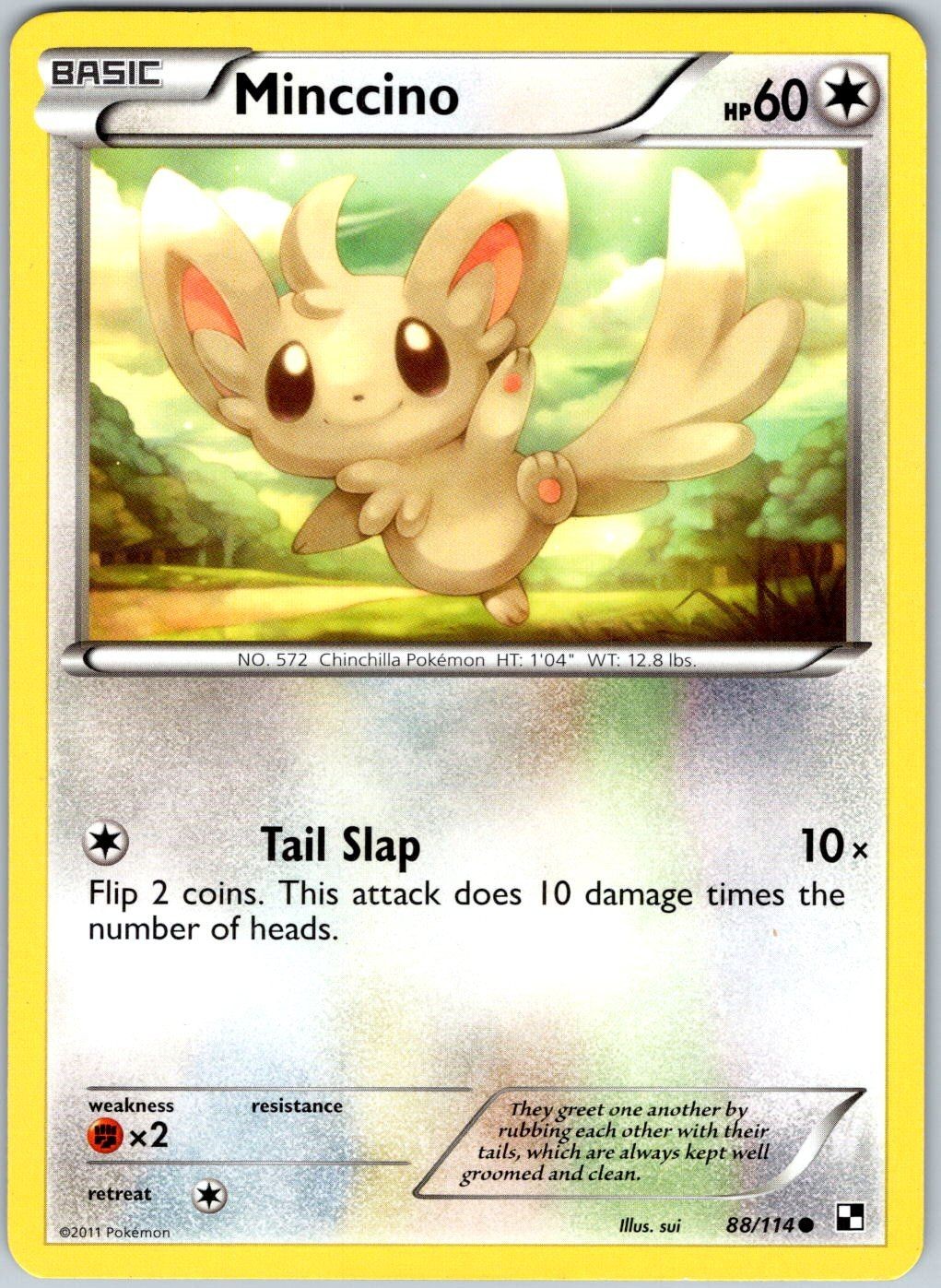 Minccino 88/114 Common Black & White Pokemon NM