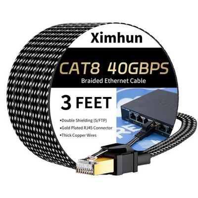 Cat 8 Ethernet Cables 3FT, 6FT 10FT 15FT 20FT 25FT 30FT 40FT 50FT 60FT 75FT 1...