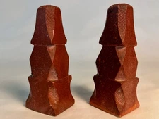 Vtg Hand-Carved Native American Sioux Catlinite Pipestone Salt & Pepper Shakers,