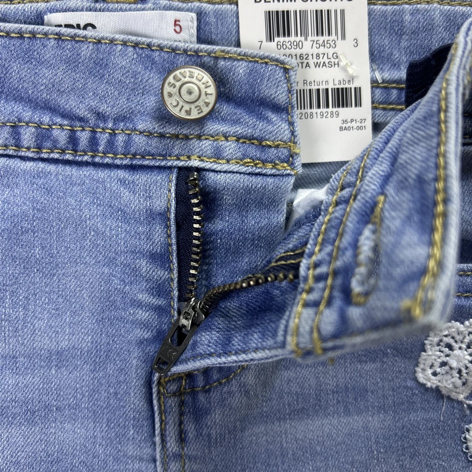 Pantalones Cortos Denim Epic Threads Bordados Florales Niñas Talla 5 Cierre Botón Mosca Nuevos con Etiquetas Foto 4 de 4