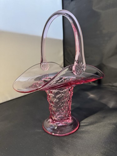 RARE Stunning TIFFIN Pink Lavender 11 1/2" Art GLass Basket w/ Label Honeycomb - Picture 12 of 24