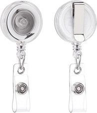 Badge Reel, ID Badge Holder Retractable Clip, Clear, 2 Pack