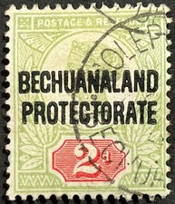 Bechuanaland, Queen Victoria w/Ovpt, Fault, 2 P, Scott 71, Used, Fine-Very Fine