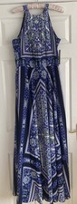 Eliza J 12 blue green white Sleeveless full length beautiful lined dress BNWT 