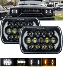 PAIR For Jeep Cherokee XJ 1984-2001 Wrangler YJ 1986-1995 5x7" 7x6 Led Headlight