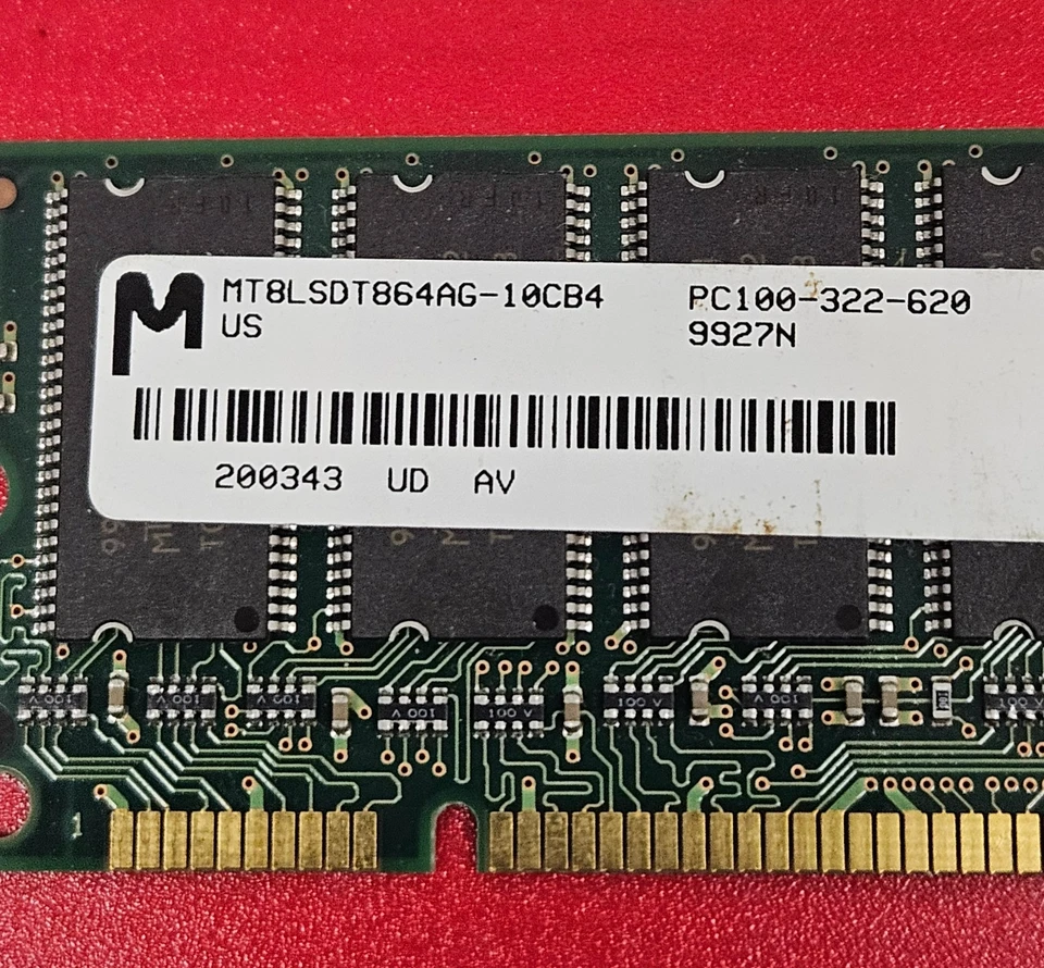 Vintage MT8LSDT864AG-10CB4 Micron 64MB SDRAM Non ECC PC-100 100Mhz Memory - Image 2 of 3