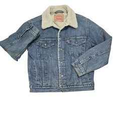Vintage Levi s Type III Sherpa Lined Denim Trucker Jacket 70520 Light Wash Med