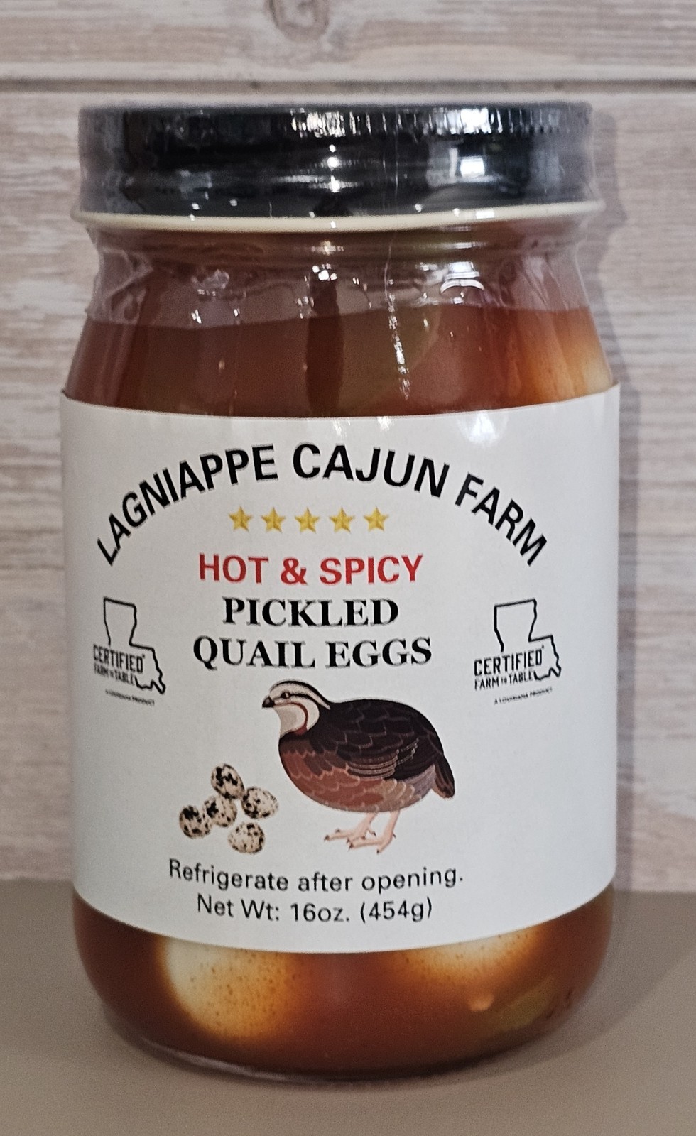 HUEVOS DE CODORNIZ EN ESCABECHE CALIENTES Y PICANTES "LAGNIAPPE" DE LUISIANA DEL SUR