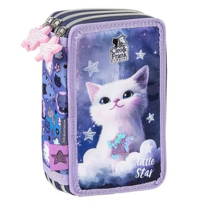 Katze Kitty Dreifach-Federmäppchen 3-Fach mit Ausstattung  Federtasche Gefüllte