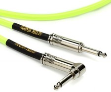 Ernie Ball P06080 Braided Straight / Angle Instrument Cable - 10' Neon Yellow