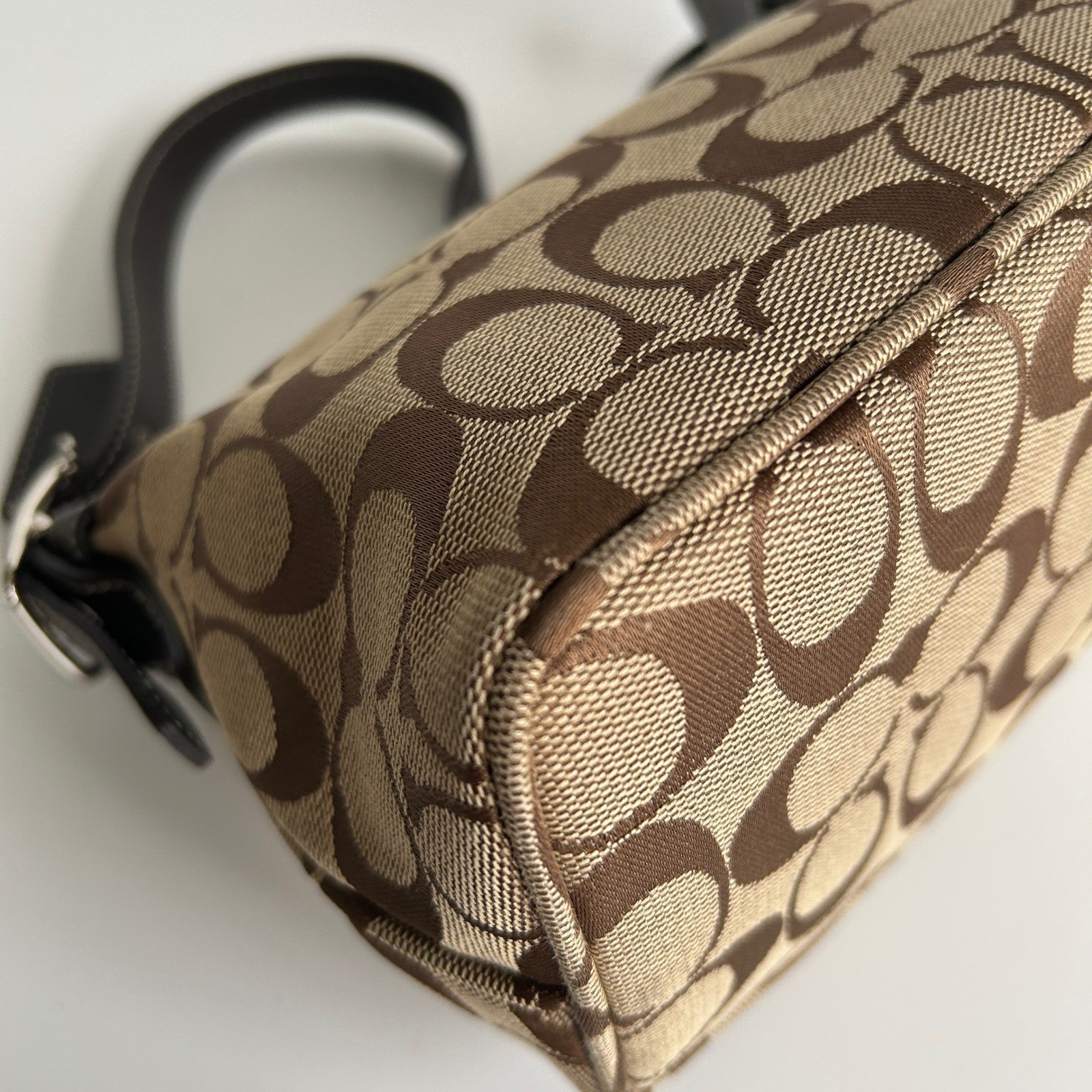 Coach Signature Demi Brown Canvas Leather Shoulder Bag 6094 Excellent image 5
