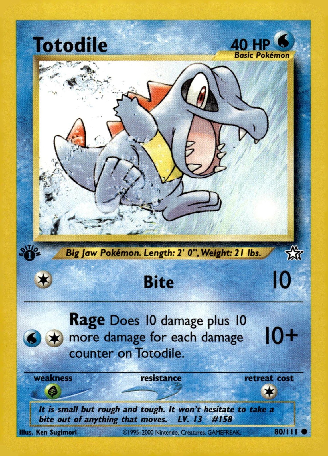 Totodile 80/111 Common Neo Genesis Pokemon 1st Edition Near Mint