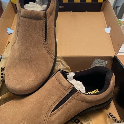Brazos Work Force Men s Steel Toed Shoes Size 10 Slip-on  Tan Suede NWT