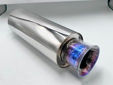 Spoon Sport Trumpet Universal Blue Single Exhaust Muffler Inlet 2 Out 2.5 Dhl