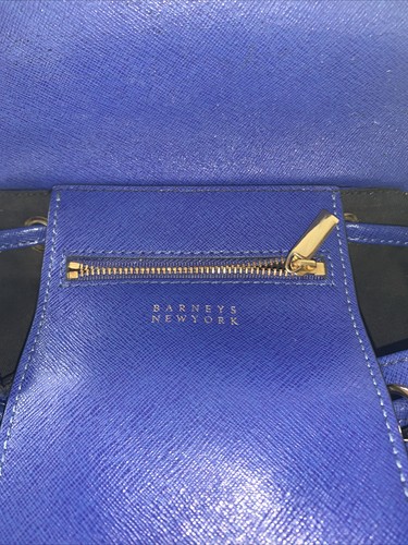 BARNEYS NEW YORK Mochila Bolso de Cuero Genuino Azul - Imagen 4 de 13
