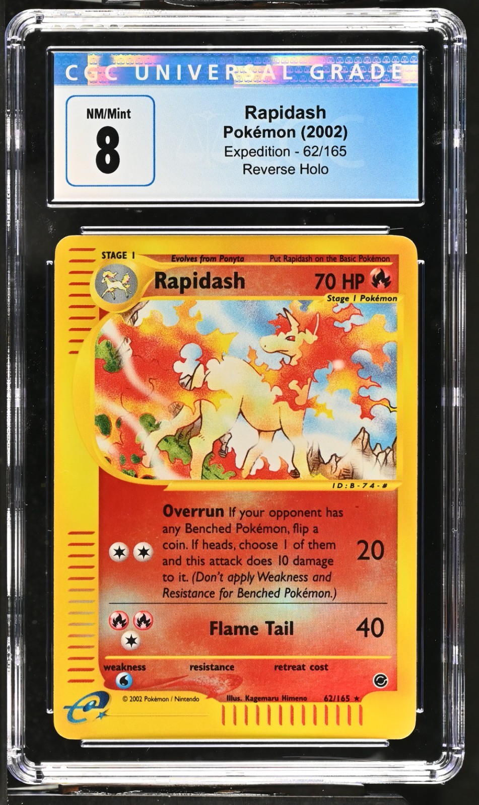 CGC 8 Rapidash Reverse Holo 62/165 Expedition 2002 Pokemon Card