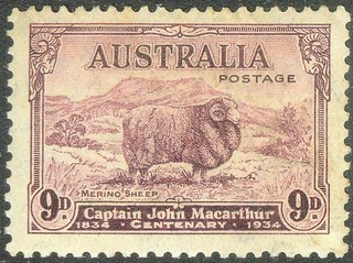 Australia 1934 9d Lilac Macarthur Merino Sheep MNH