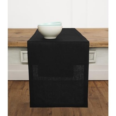  Linen Black Table Runner 36 Inches - 100% Pure Linen 14 x 36 Inch 08: Black