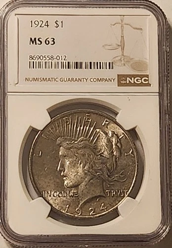 1924 Peace Dollar NGC MS63 Silver $1 Brilliant Uncirculated Coin