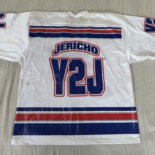 Vintage Chris Jericho WWF WWE White Hockey Jersey Y2J USA 90s 54 XXL Wrestling - Picture 20 of 24