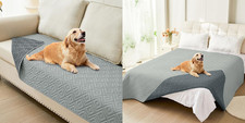 Waterproof Dog Bed Blanket, Soft Pet Blankets 30X70 Inch and 82X82 Inch in Grey/