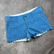 Lilly Pulitzer The Walsh Scalloped Hem Women  s Blue Lace Shorts Size 0