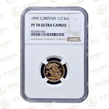1992 Gold Proof Half Sovereign PF70 Ultra Cameo