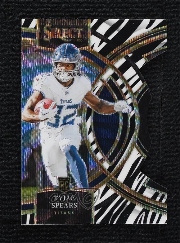 2023 Panini Select Premier Level Zebra Prizm Die-Cut Tyjae Spears Rookie RC 7ba